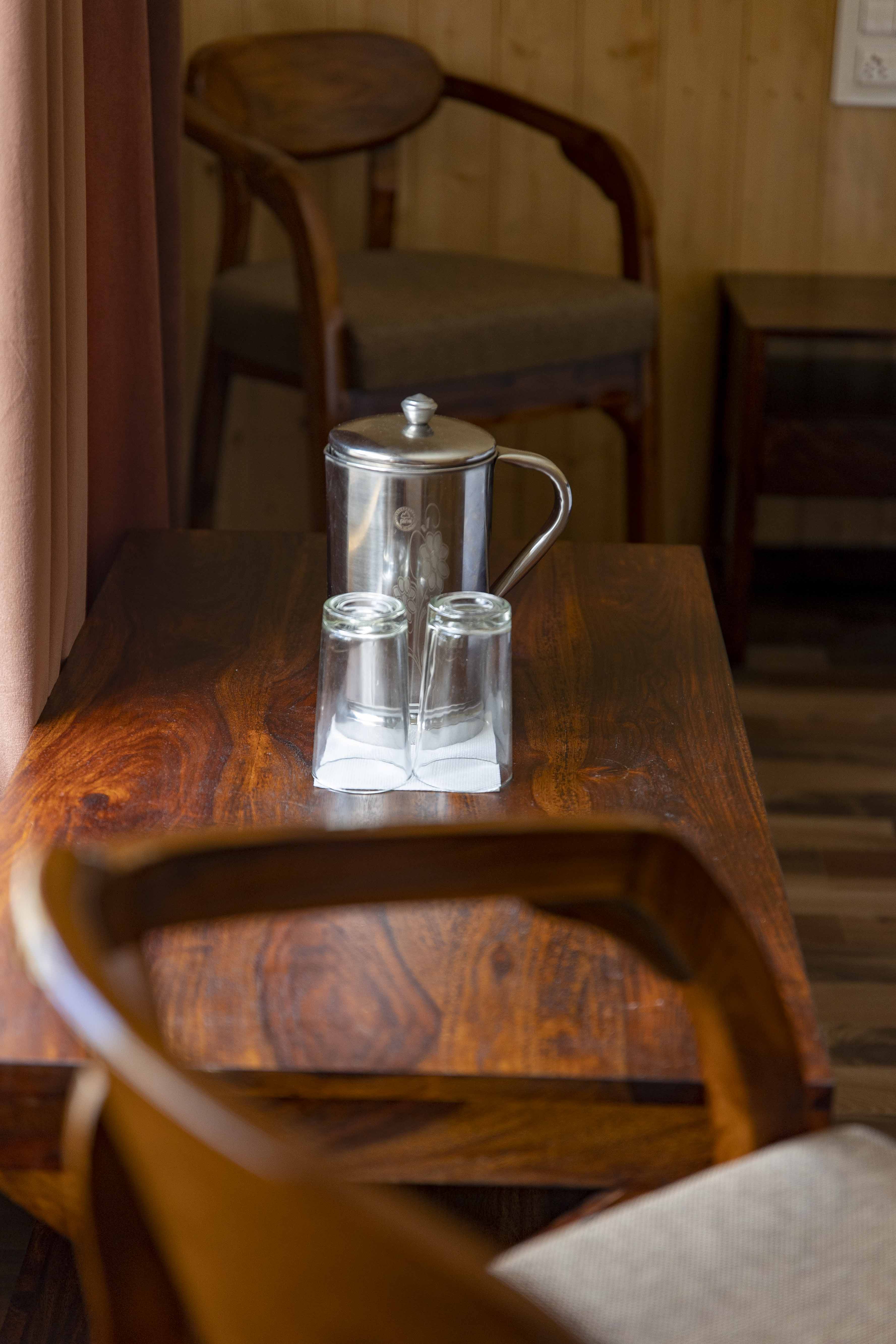 Tea service on a wooden table